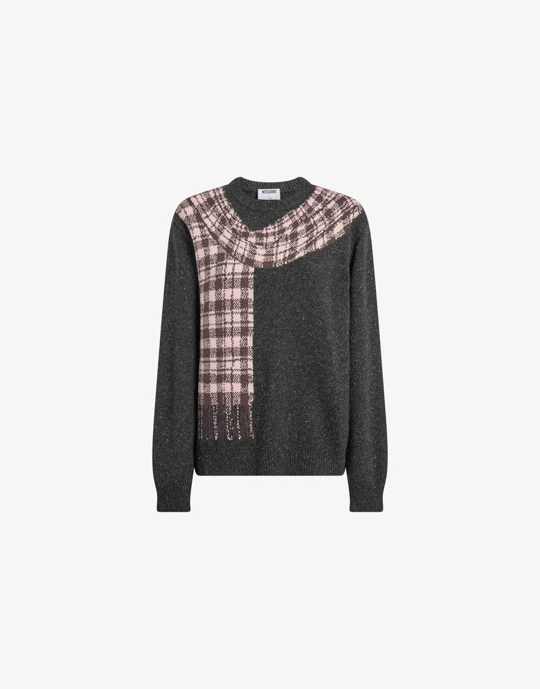 Jersey de mezcla de lana y seda con motivos bordados Gris Moschino 4