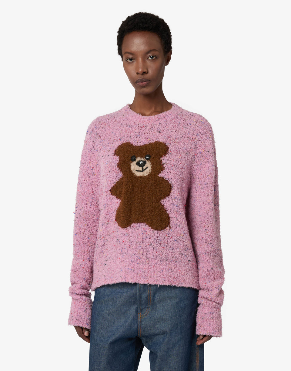 Moschino Teddy Bear Bouclé Wool-Blend Sweater Pink Moschino 0