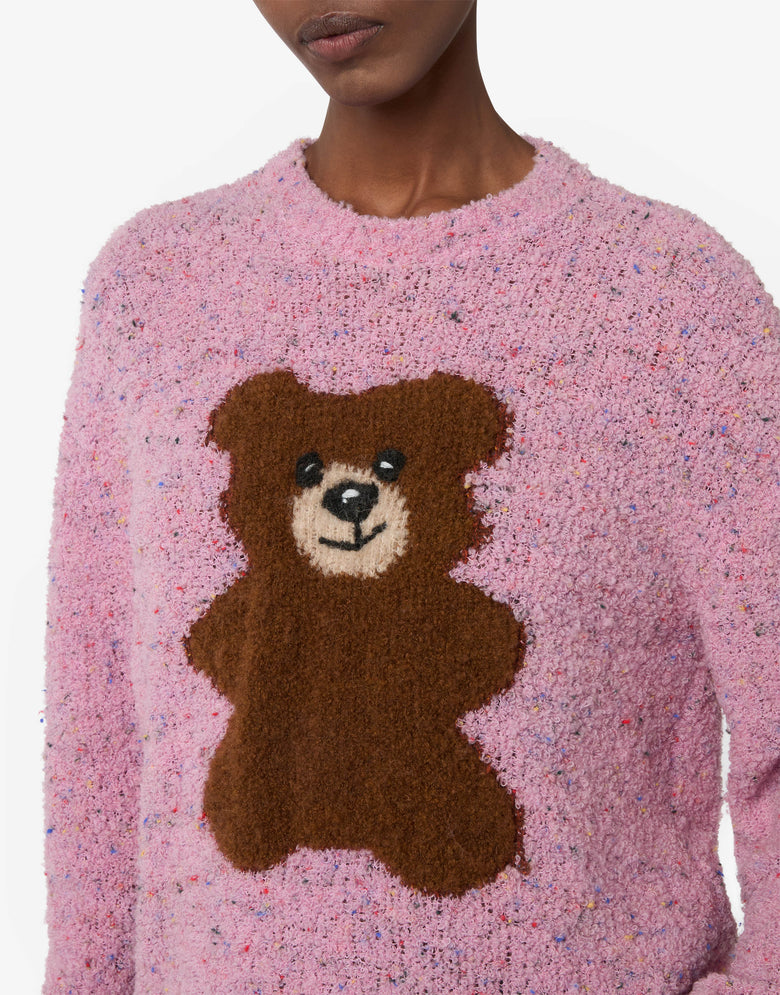 Moschino Teddy Bear Bouclé Wool-Blend Sweater Pink Moschino 2