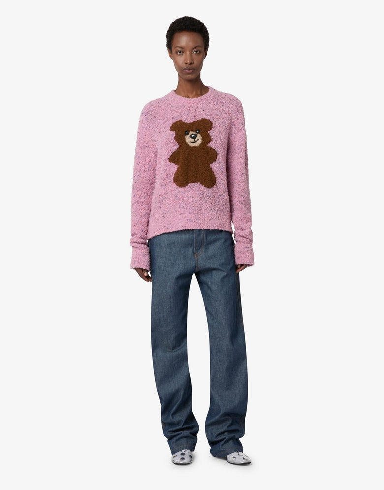 Moschino Teddy Bear Bouclé Wool-Blend Sweater Pink Moschino 3