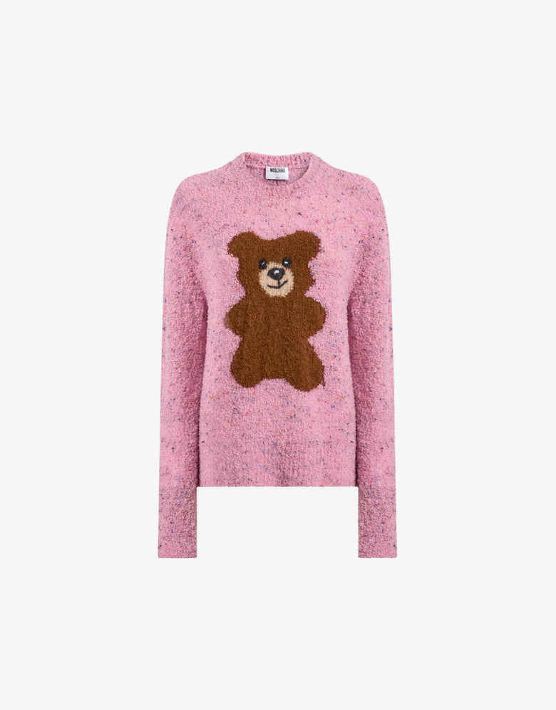 Moschino Teddy Bear Bouclé Wool-Blend Sweater Pink Moschino 4