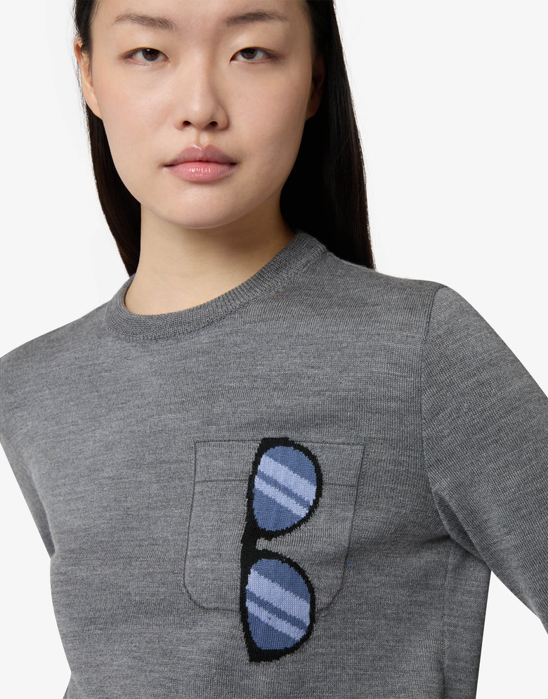 Jersey de lana merina extrafina con motivos bordados Gris Moschino 2