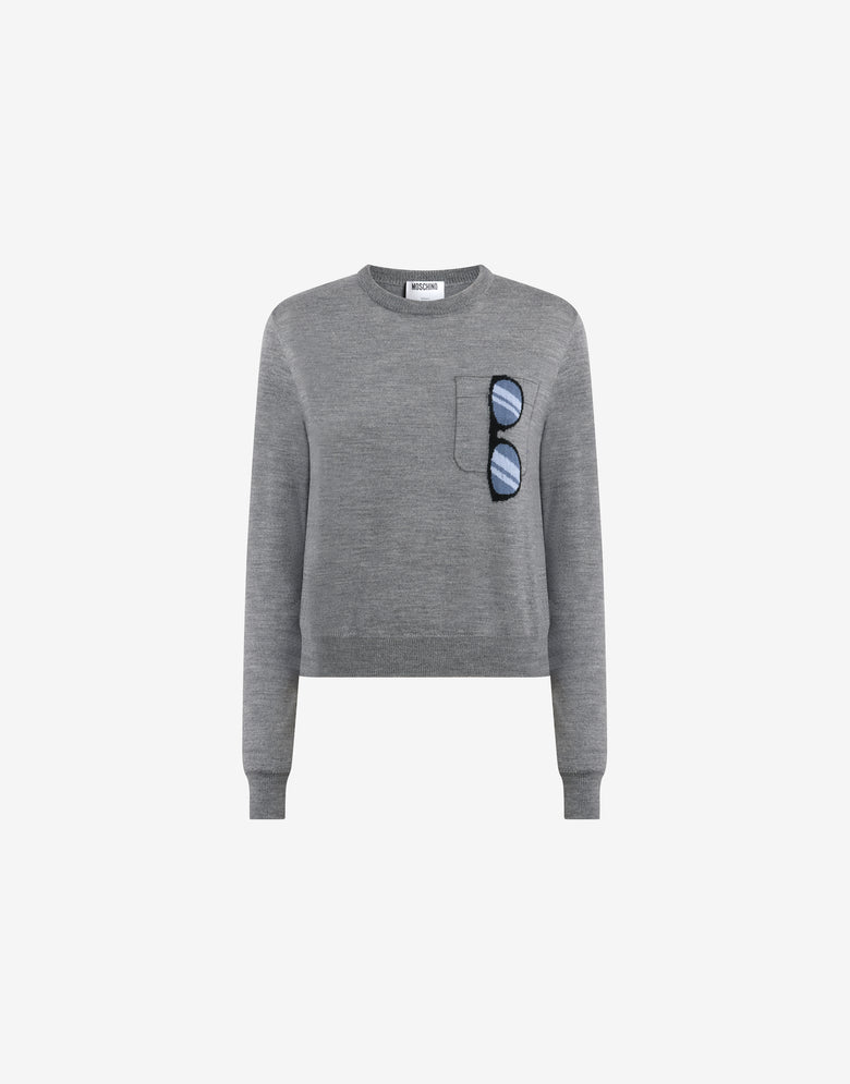 Jersey de lana merina extrafina con motivos bordados Gris Moschino 4