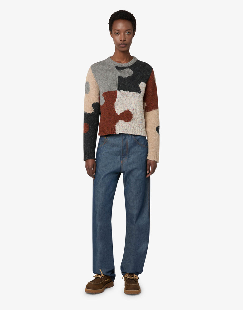 Inlaid wool-and-silk blend pullover Multicoloured Moschino 3