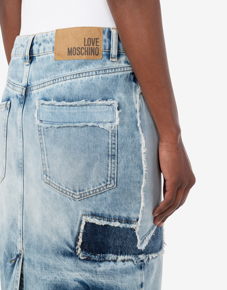 Falda de vaqueros con patchwork Celeste Love Moschino 4