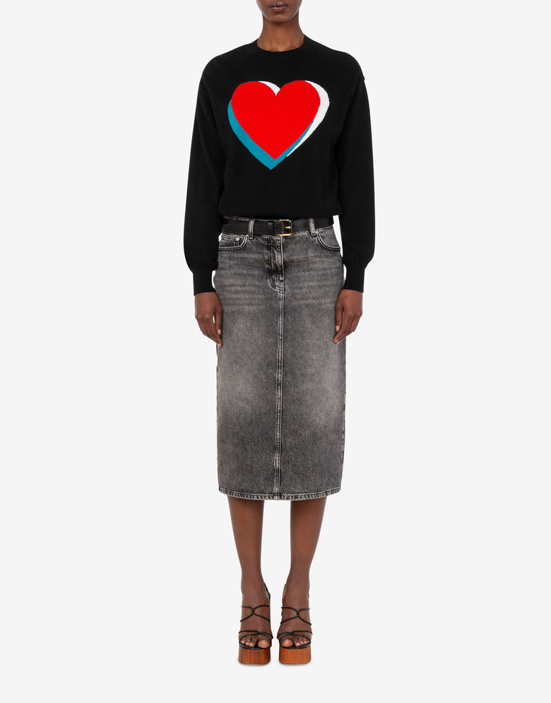 Falda midi de denim Gris Love Moschino 1