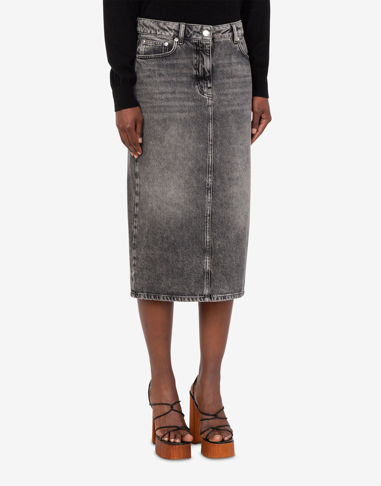 Falda midi de denim Gris Love Moschino 2