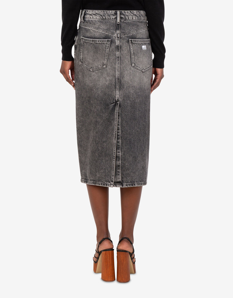 Falda midi de denim Gris Love Moschino 3