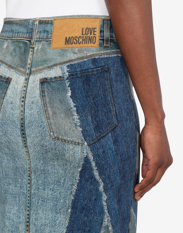 Falda de jersey de algodón elástico estampado Azul Love Moschino 4