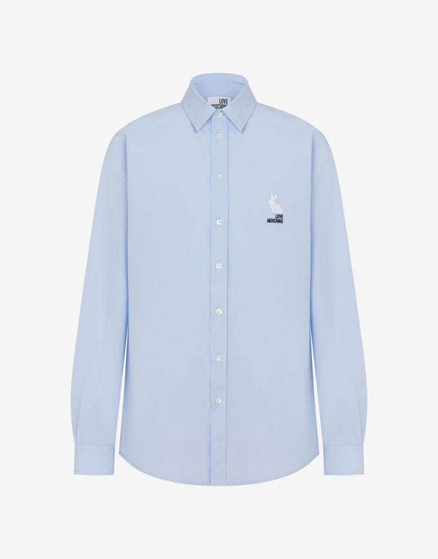 Camisa de popelín de algodón bordada Celeste Love Moschino 0