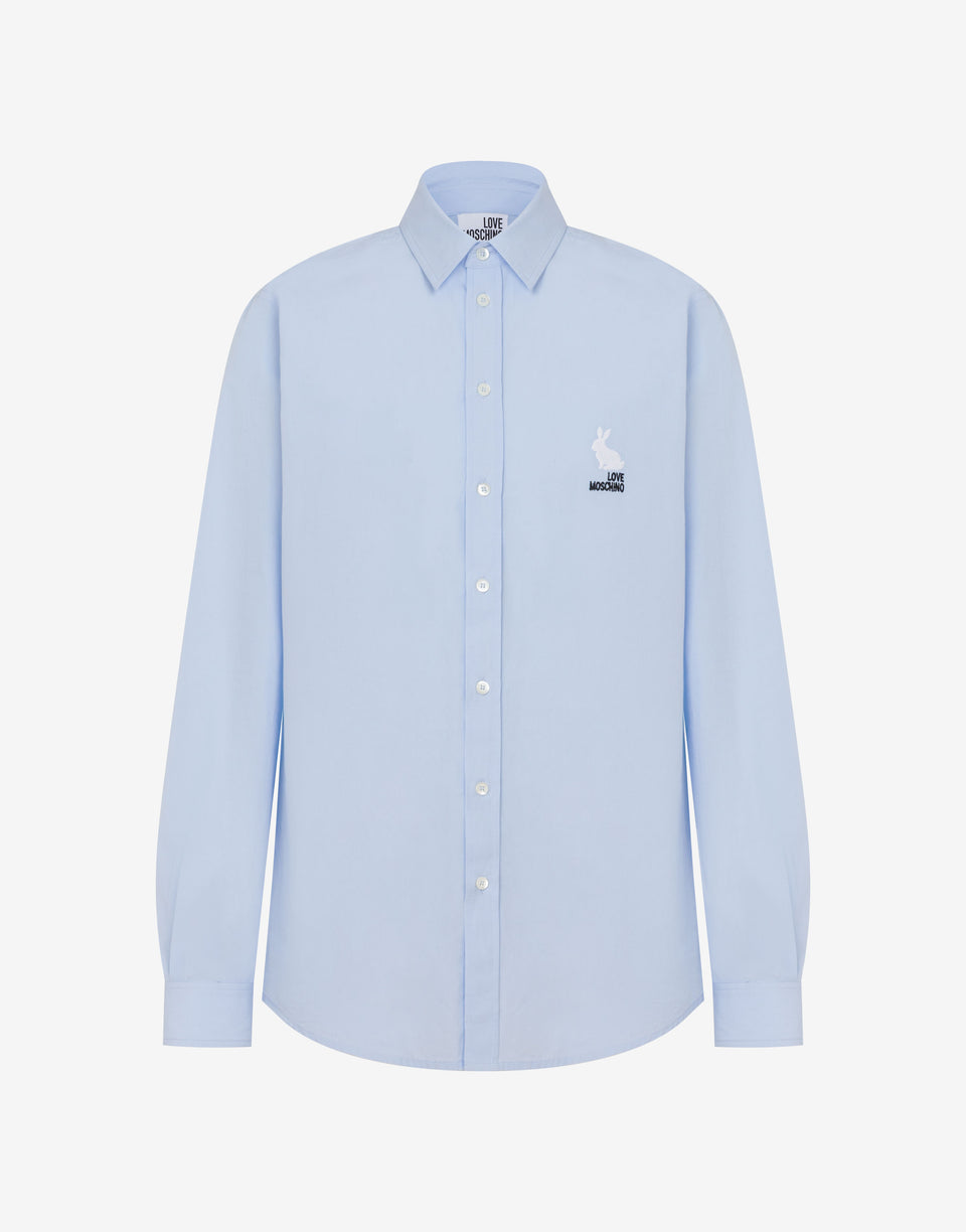 Camisa de popelín de algodón bordada Celeste Love Moschino 0