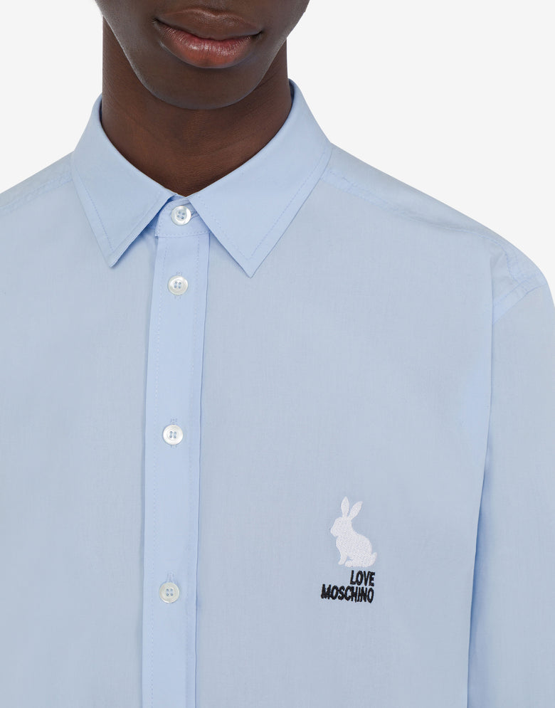 Camisa de popelín de algodón bordada Celeste Love Moschino 4