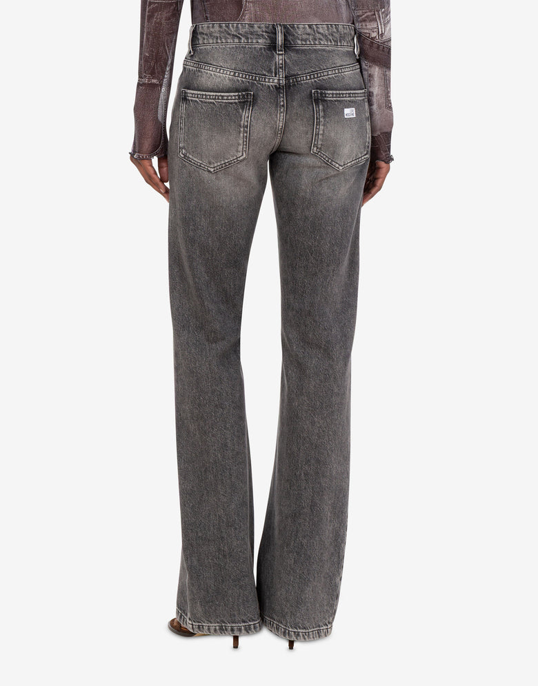 Pantalone in denim Grey Love Moschino 3