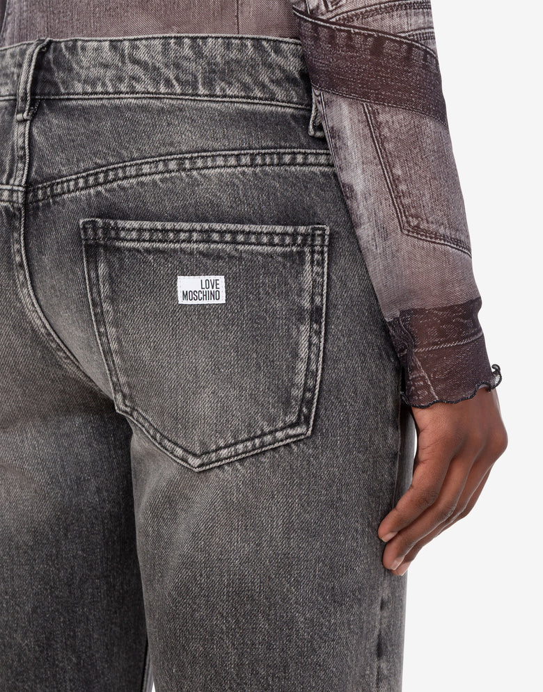 Pantalone in denim Grey Love Moschino 4