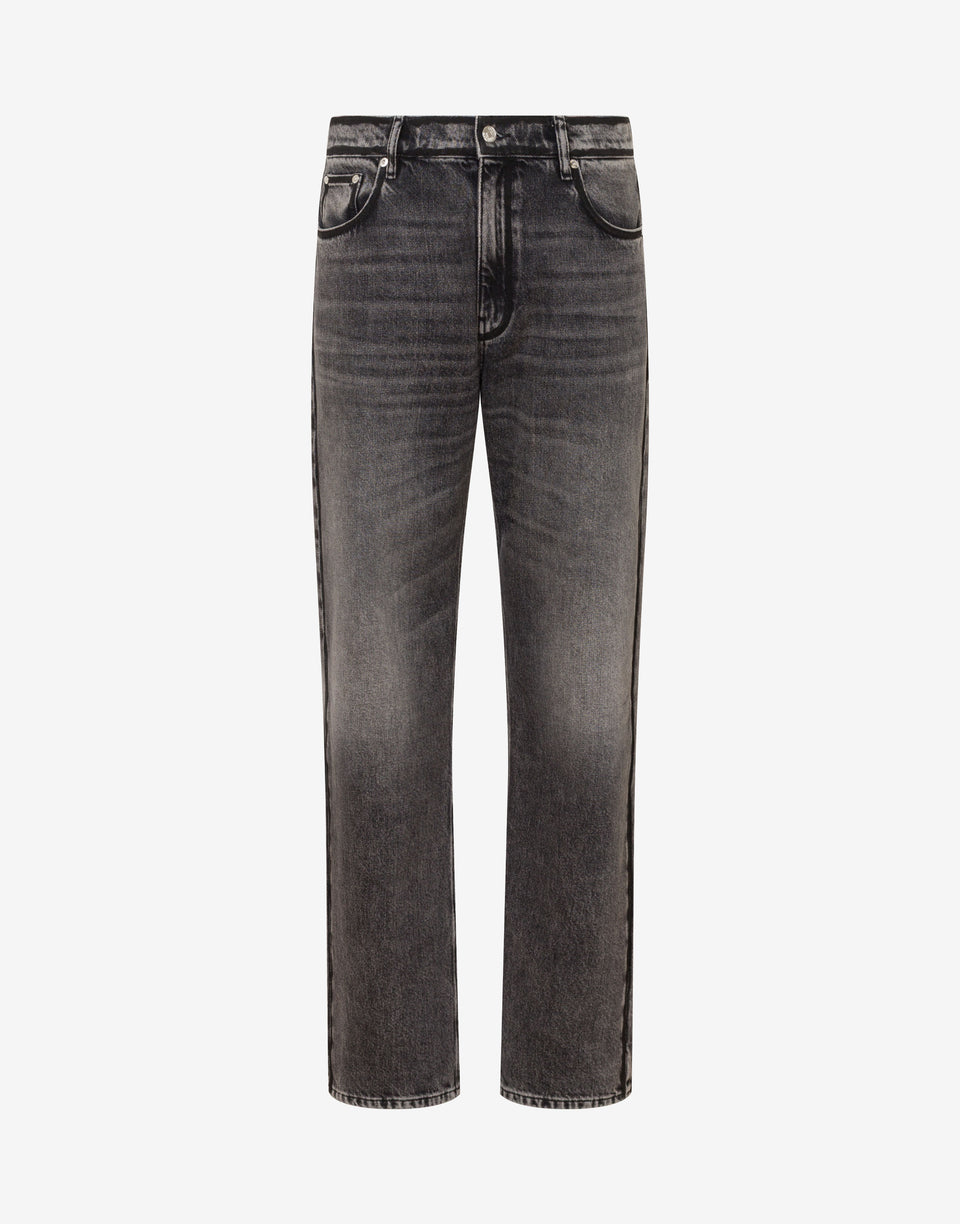 Pantalón de denim de algodón Gris Love Moschino 0