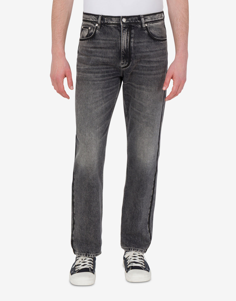 Pantalón de denim de algodón Gris Love Moschino 2