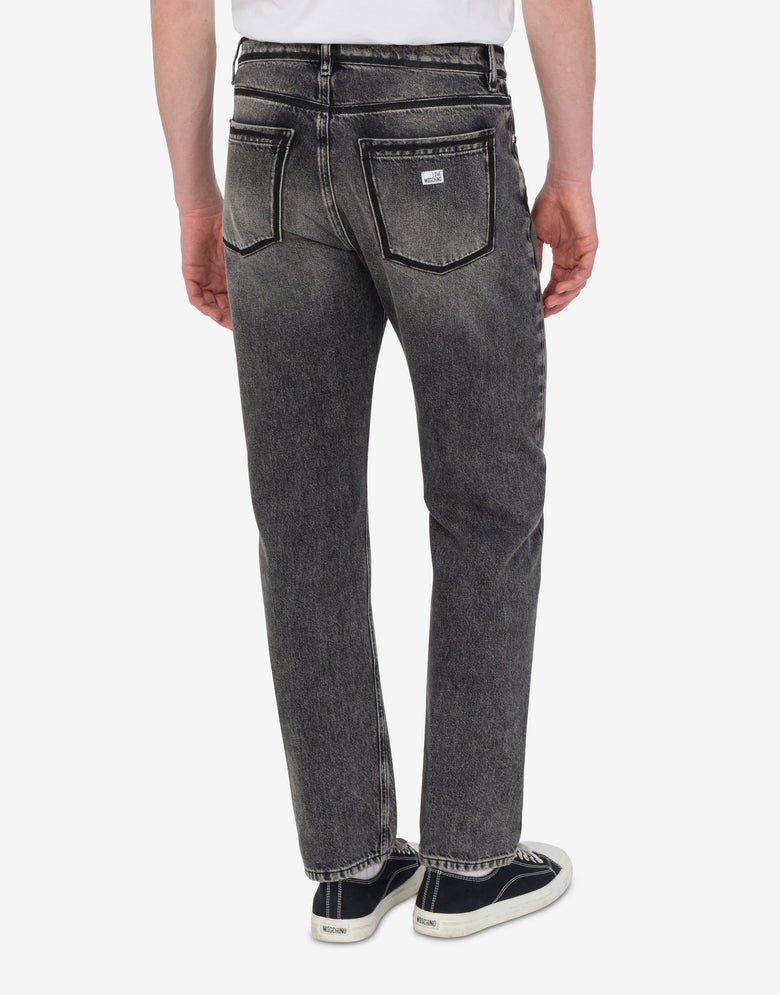 Pantalón de denim de algodón Gris Love Moschino 3