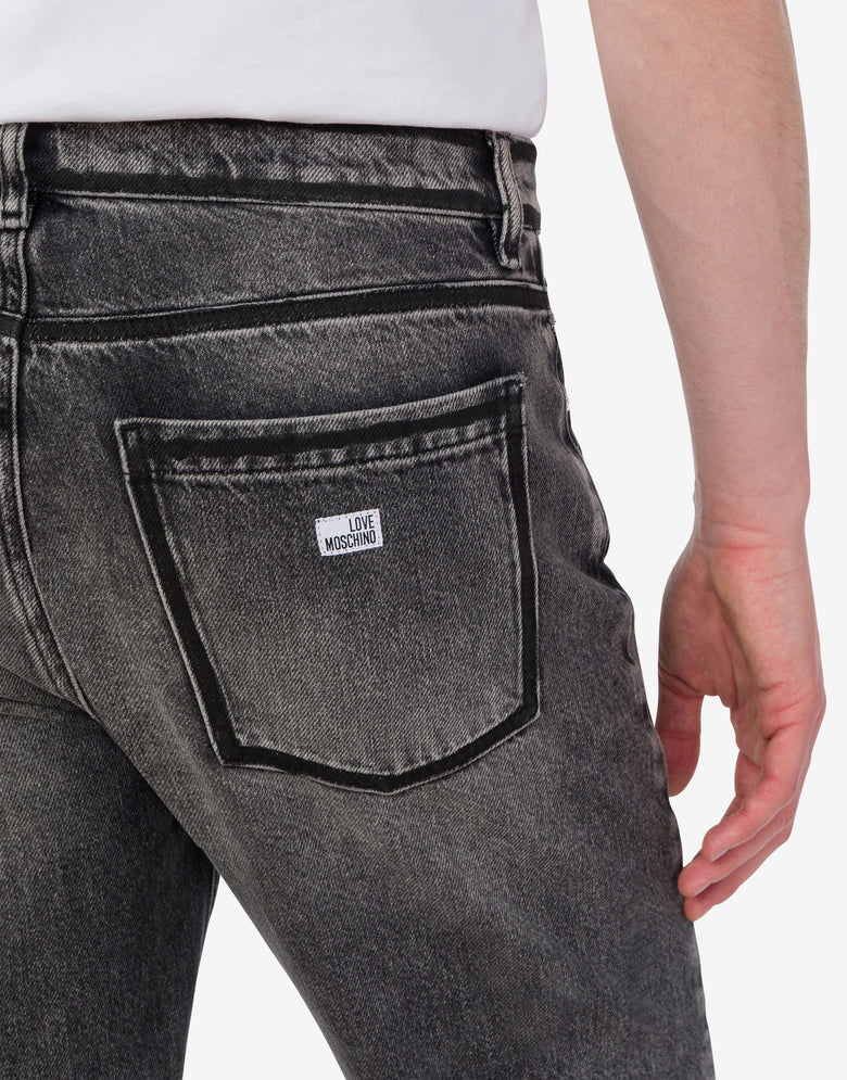 Pantalón de denim de algodón Gris Love Moschino 4