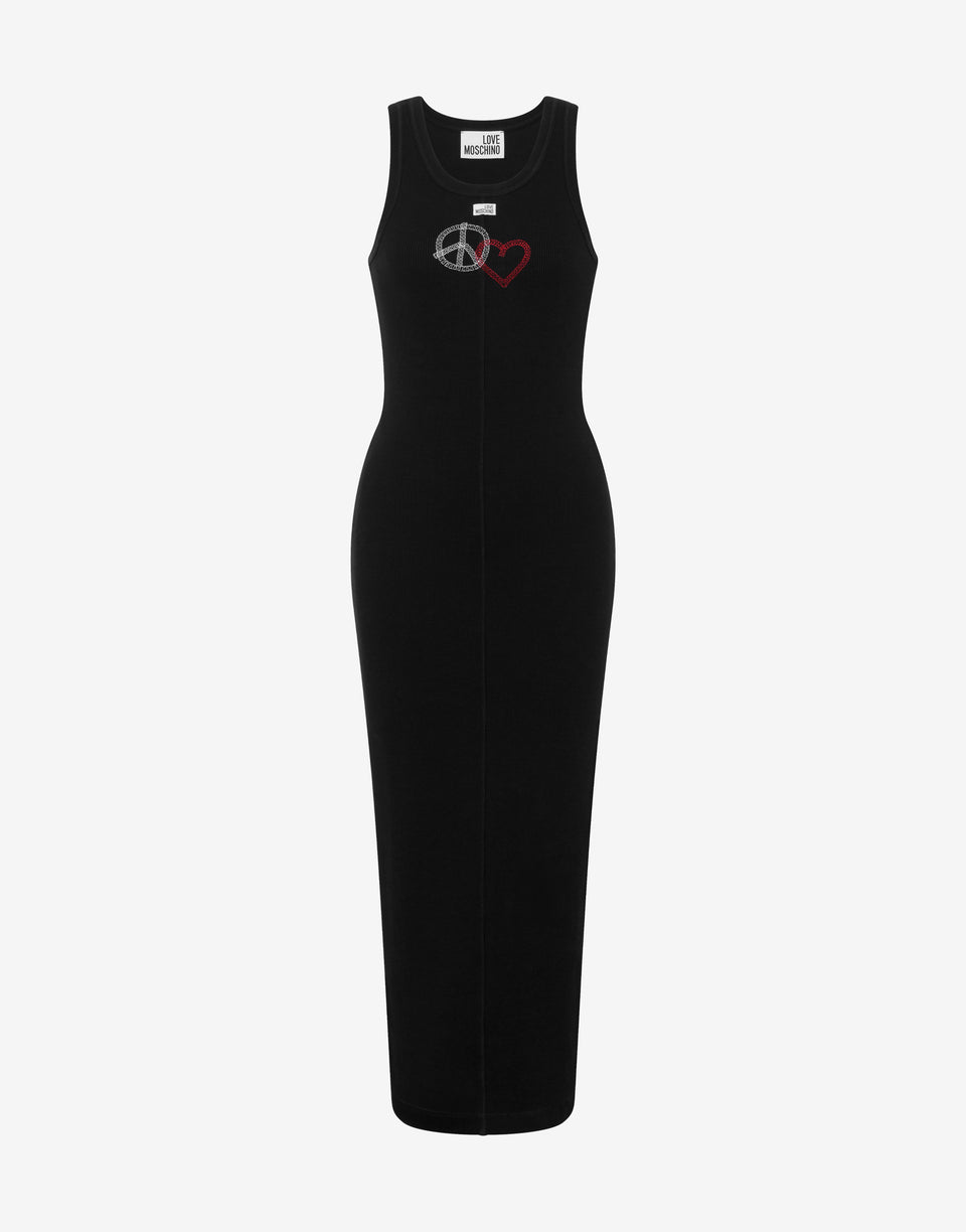 Vestido de algodón elástico bordado Negro Love Moschino 0