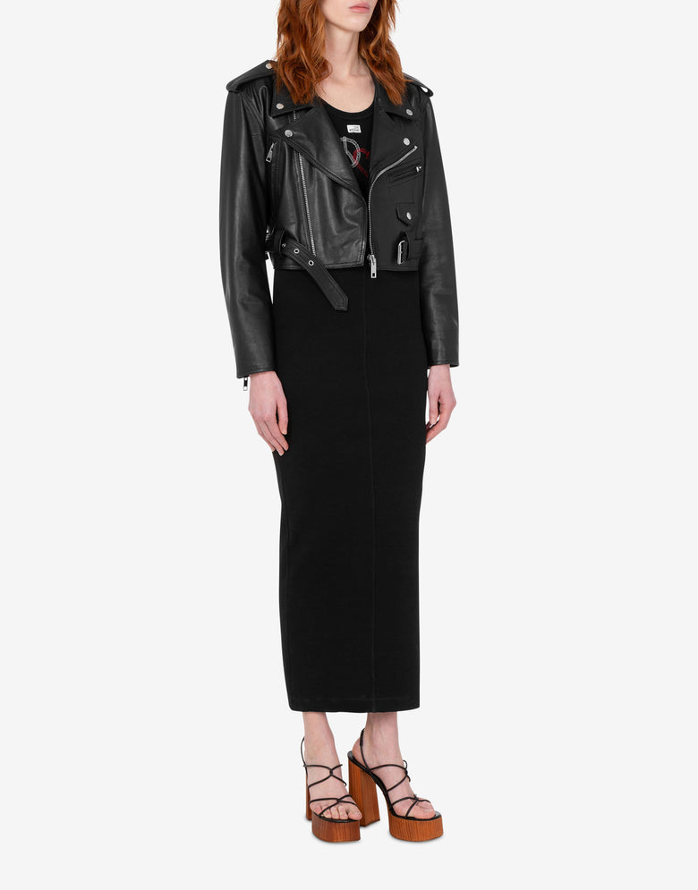 Vestido de algodón elástico bordado Negro Love Moschino 1
