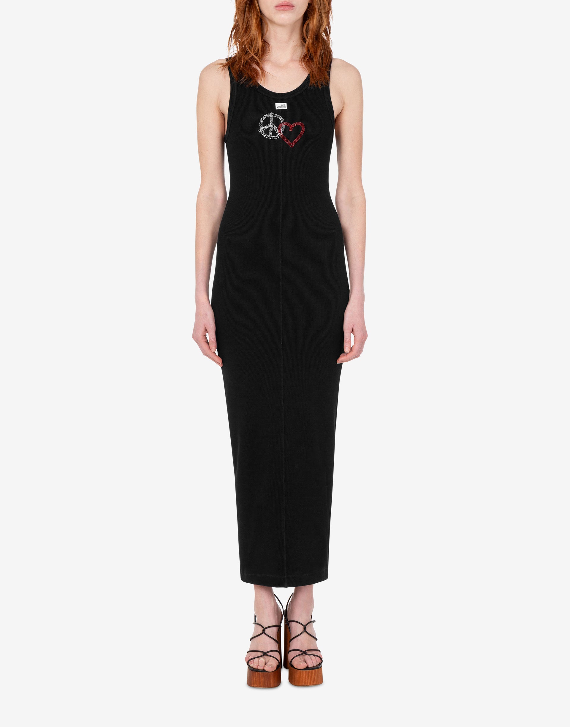 Embroidered stretch cotton dress Love Moschino