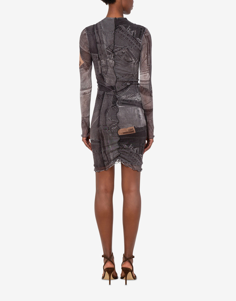Printed mesh dress Black Love Moschino 2