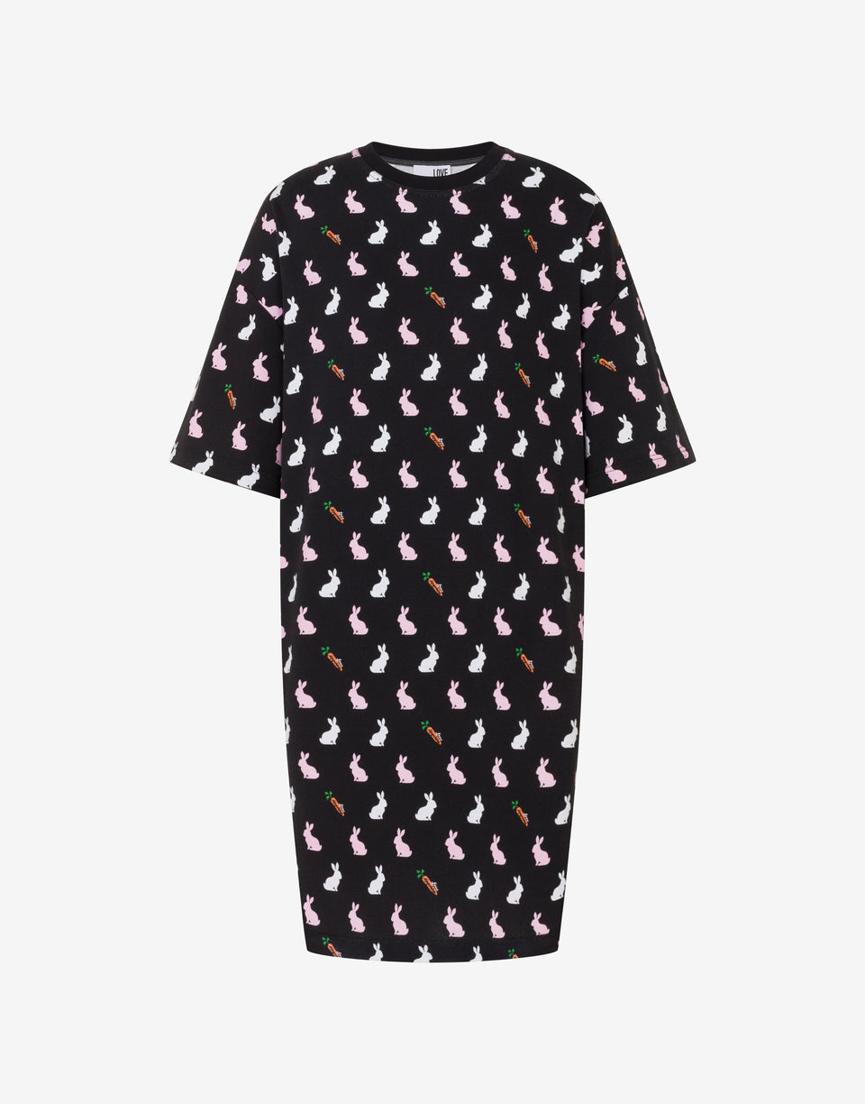 Vestido de algodón grueso estampado Negro Love Moschino 0