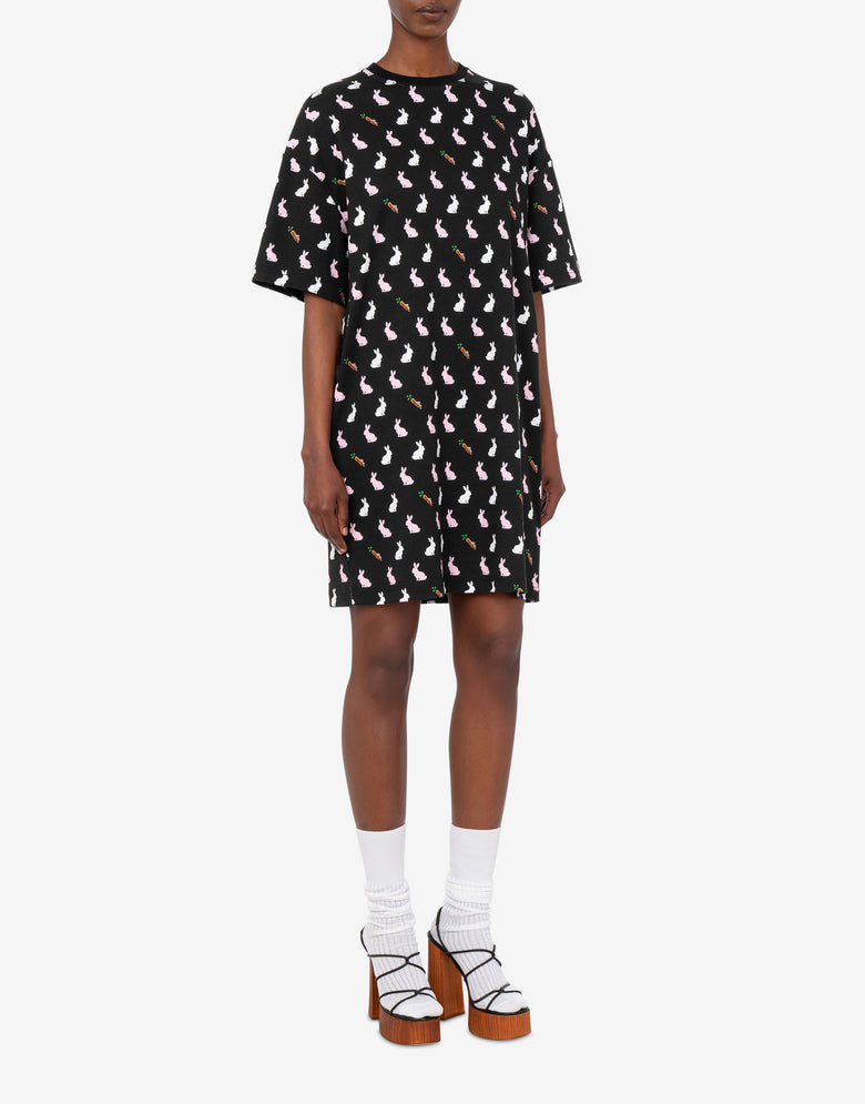 Vestido de algodón grueso estampado Negro Love Moschino 1