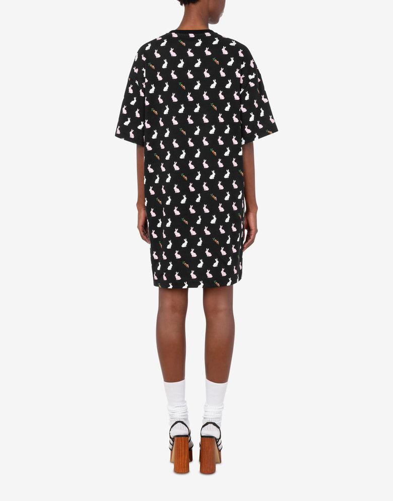 Vestido de algodón grueso estampado Negro Love Moschino 2
