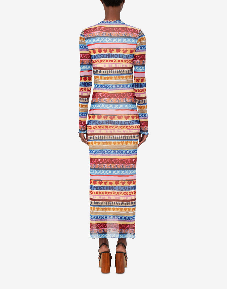 Printed mesh dress Multicoloured Love Moschino 2