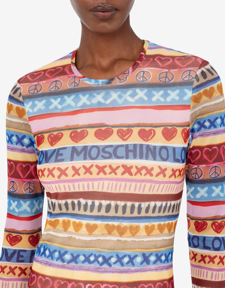 Printed mesh dress Multicoloured Love Moschino 3