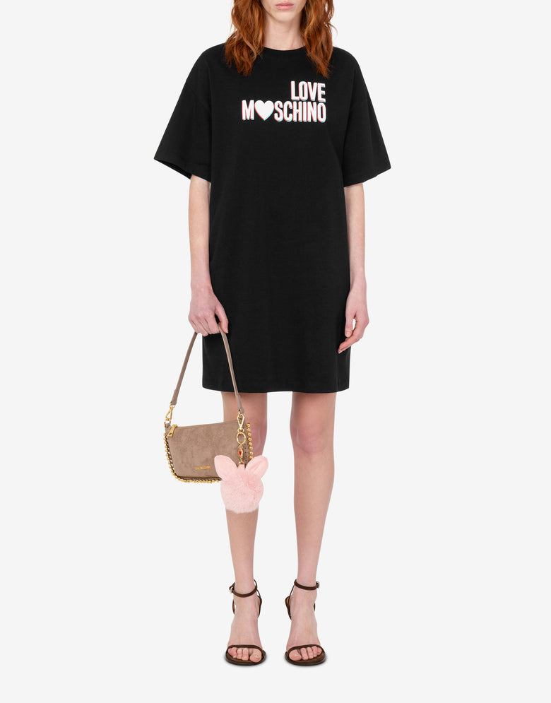 Vestido de jersey de algodón estampado Negro Love Moschino 1
