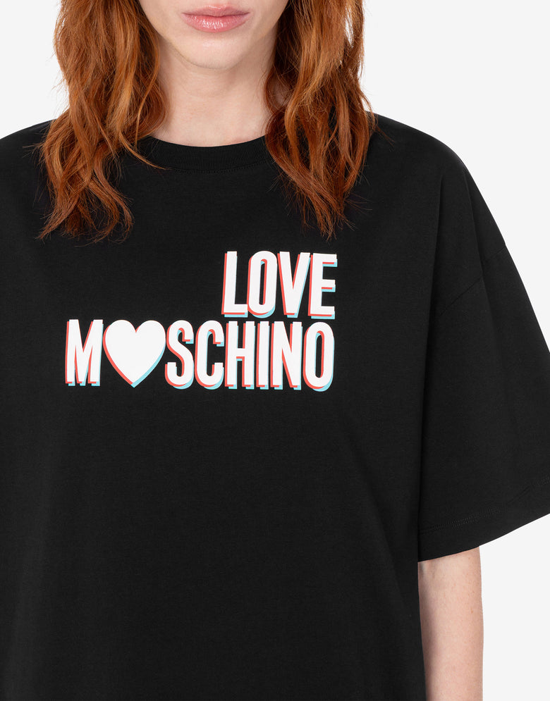 Vestido de jersey de algodón estampado Negro Love Moschino 3
