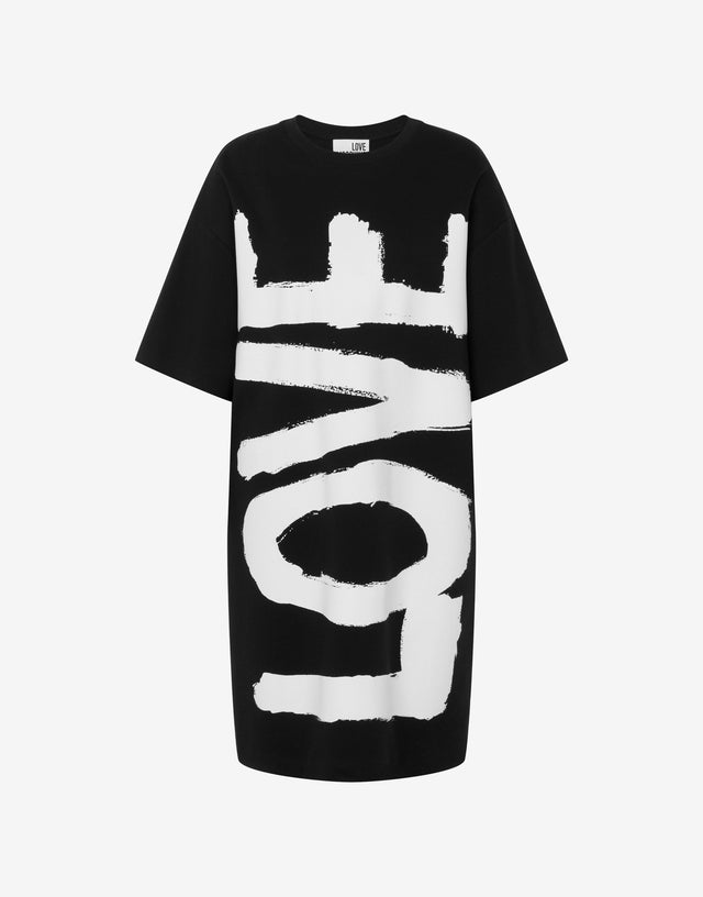 Printed cotton jersey dress Black Love Moschino 0