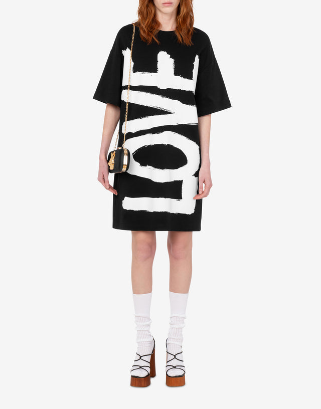 Printed cotton jersey dress Black Love Moschino 1