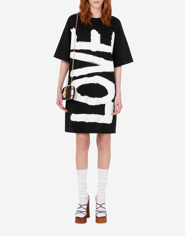 Printed cotton jersey dress Black Love Moschino 1