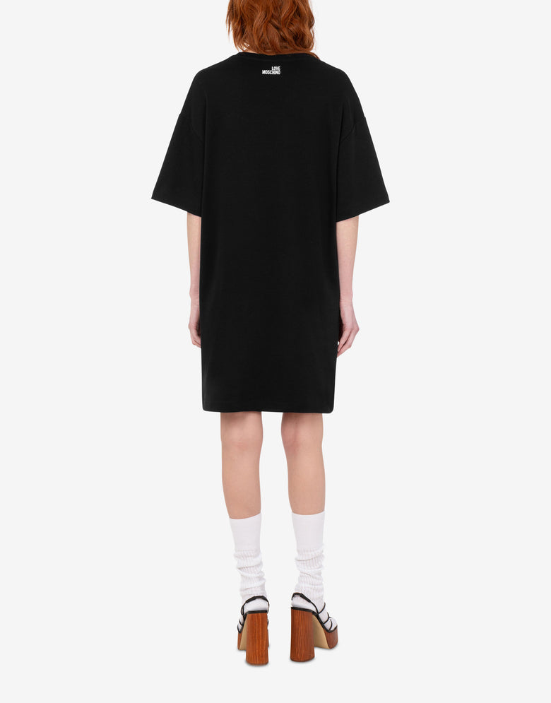 Printed cotton jersey dress Black Love Moschino 2