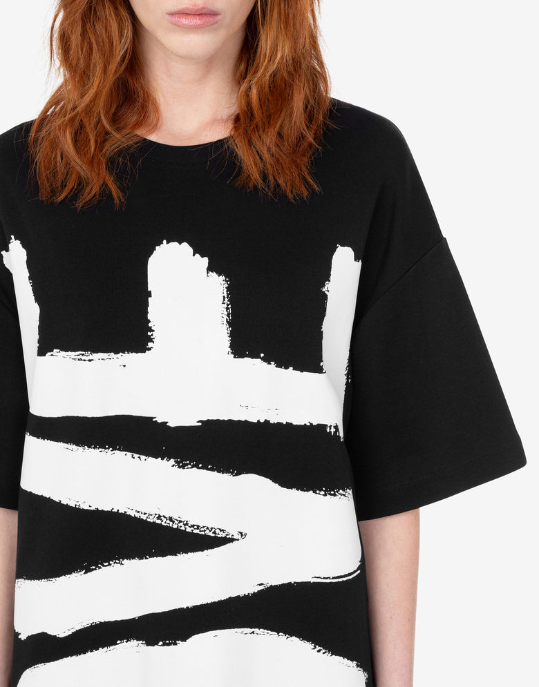 Printed cotton jersey dress Black Love Moschino 3