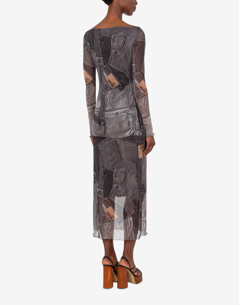 Printed mesh dress Black Love Moschino 2