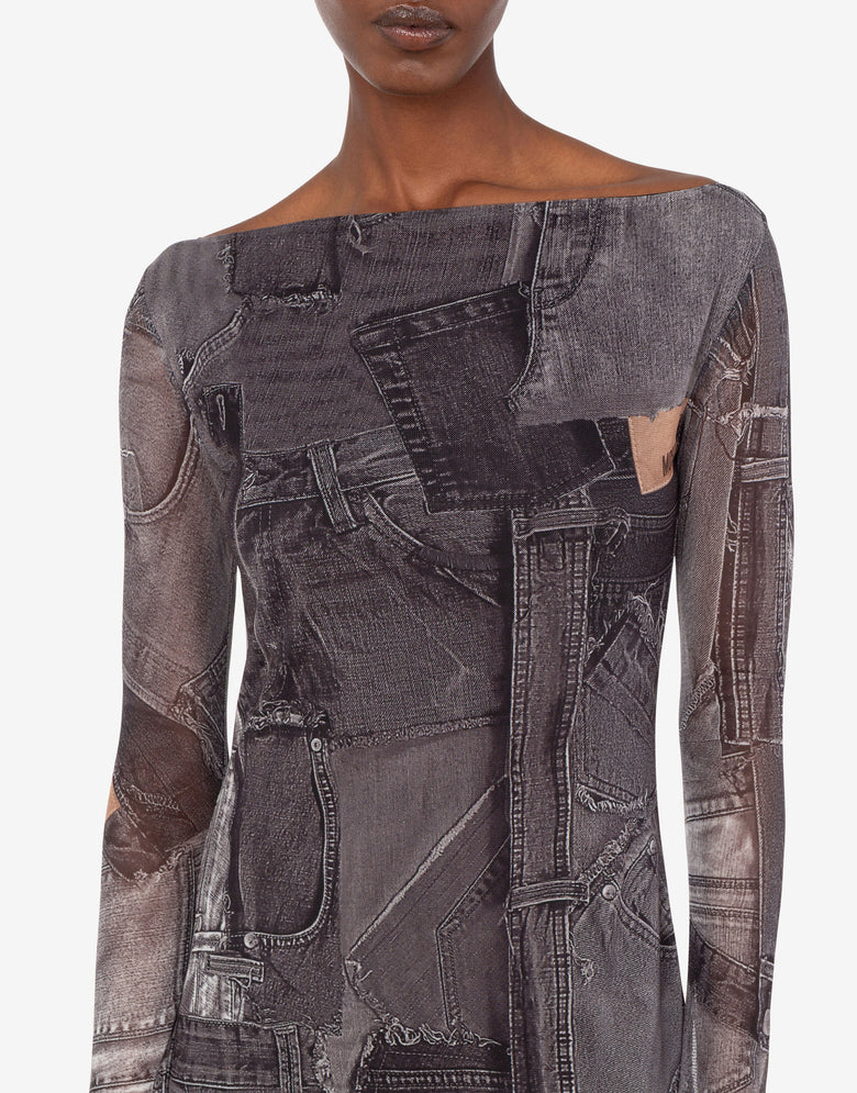 Printed mesh dress Black Love Moschino 3