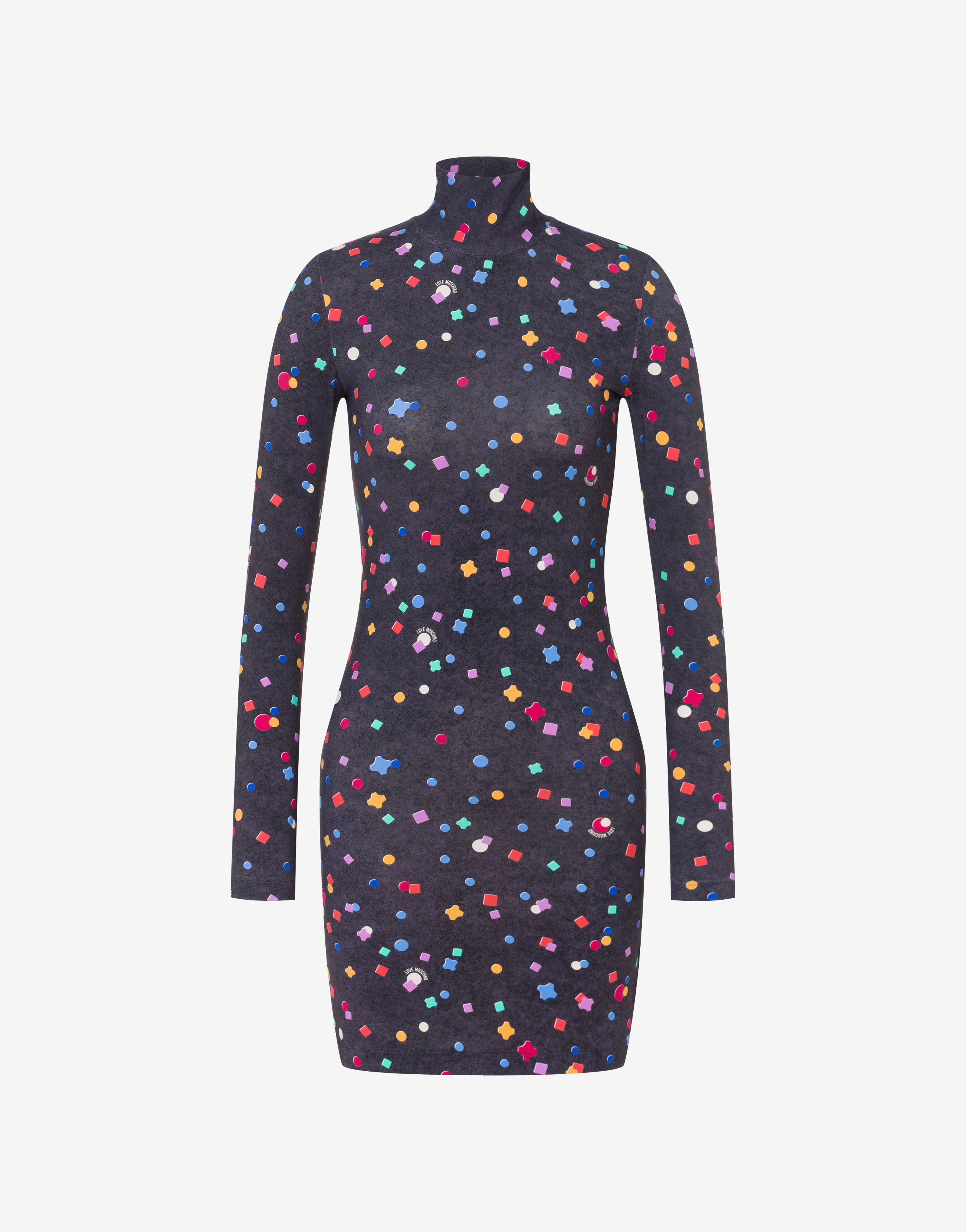 Short dress made of printed technical jersey