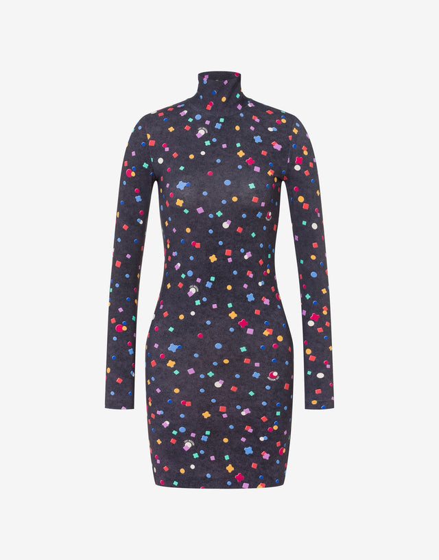 Short dress made of printed technical jersey Black Love Moschino 0