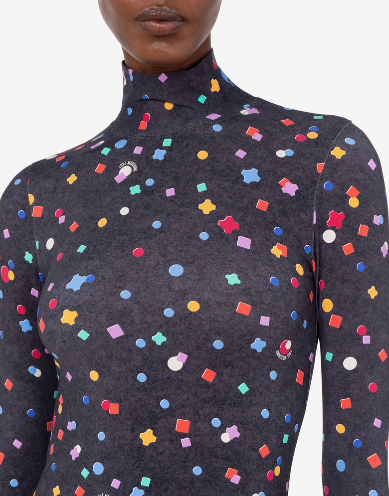 Vestido corto de jersey técnico estampado Negro Love Moschino 3