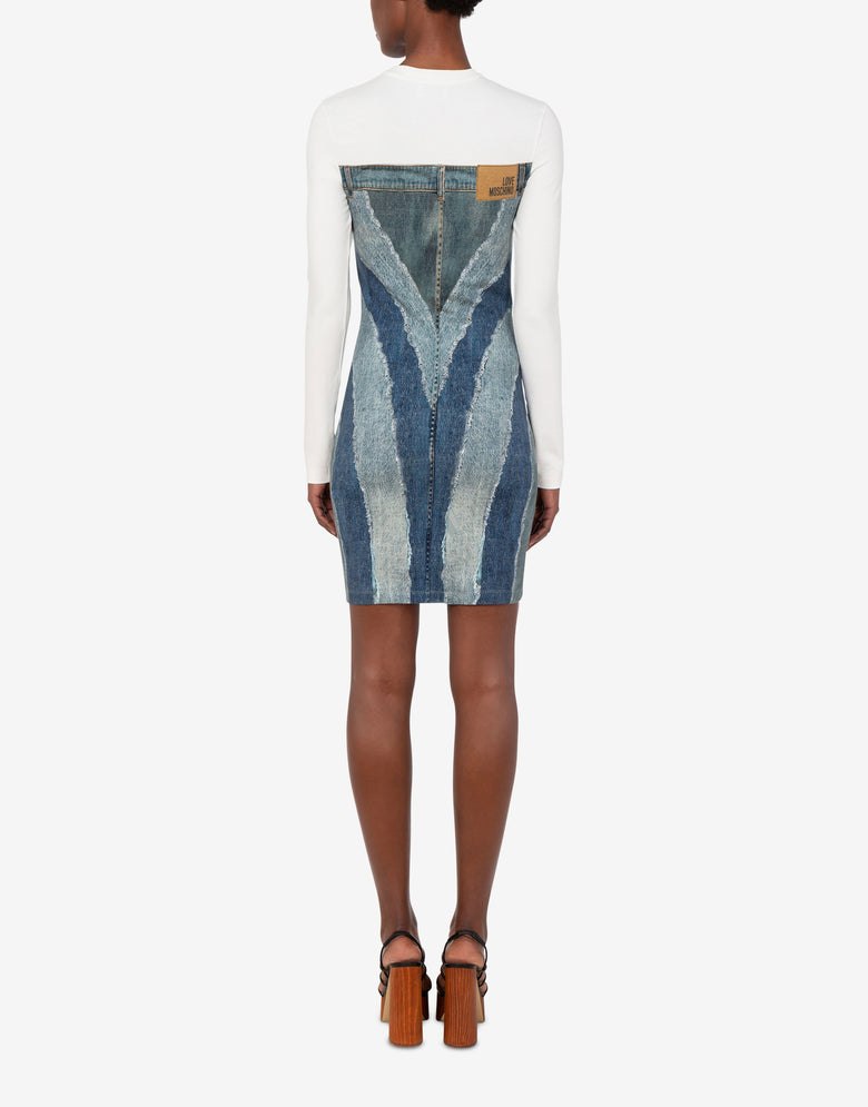 Printed stretch cotton jersey dress Blue Love Moschino 2