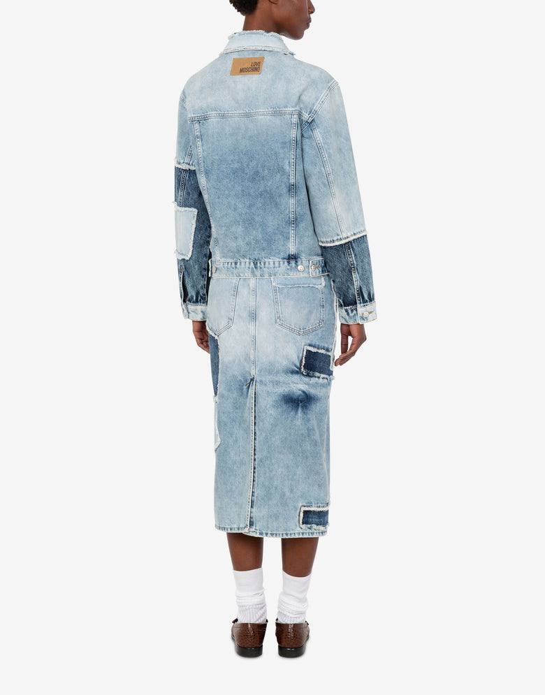 Patchwork Denim Jacket Azure Love Moschino 3