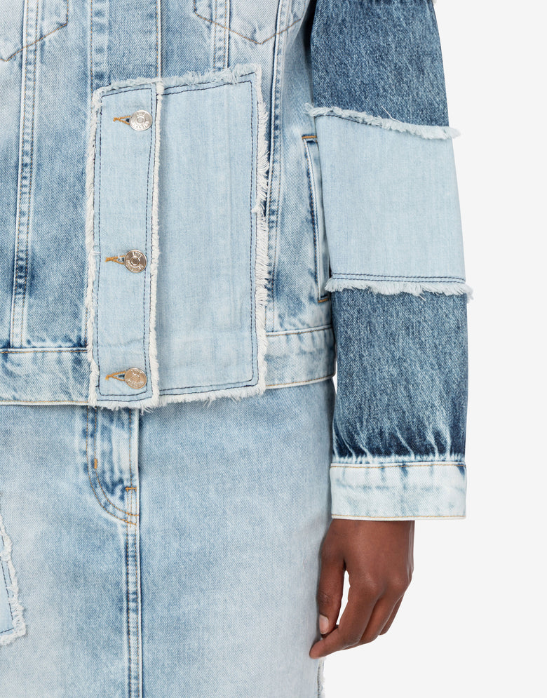 Patchwork Denim Jacket Azure Love Moschino 4