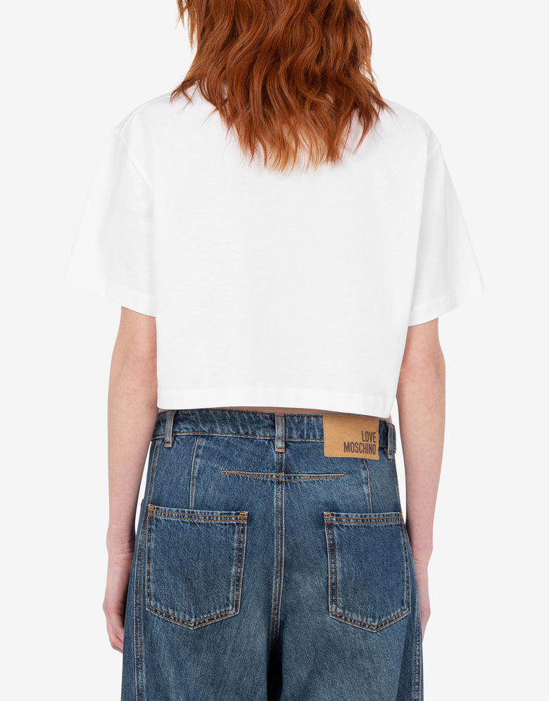 Embroidered cotton jersey T-shirt White Love Moschino 3