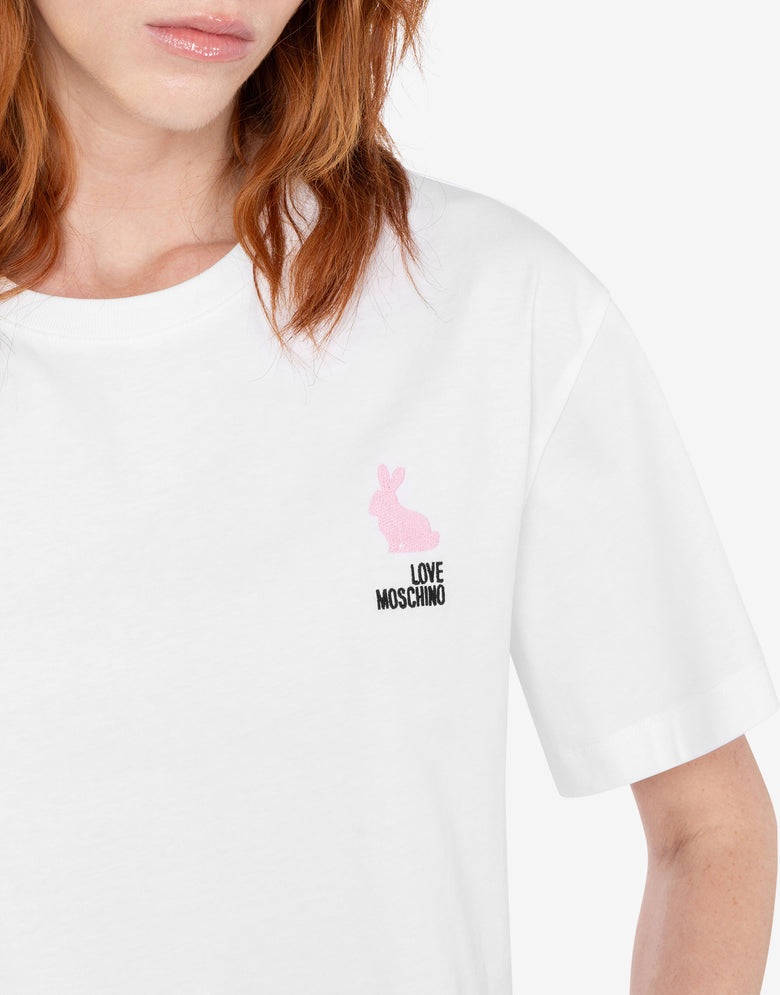 Embroidered cotton jersey T-shirt White Love Moschino 4