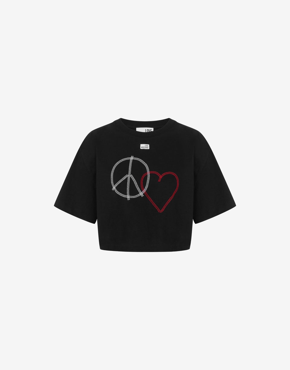 Embroidered cotton jersey T-shirt Black Love Moschino 0