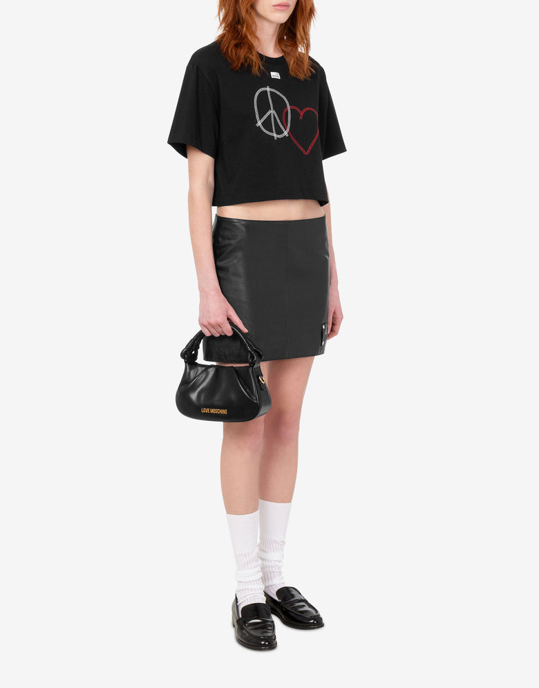 Embroidered cotton jersey T-shirt Black Love Moschino 1
